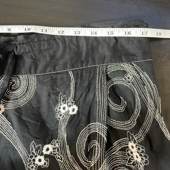 Max Studio Black White Embroidered Wrap Drawstring Waist Cotton Skirt Size S - Picture 15 of 15